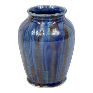 Vintage Blue Drip Vase For Sale