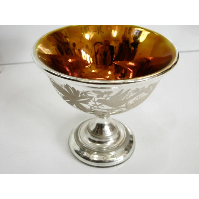 Traditional Antique Mercury Glass Silver Hand Painted Vase For Sale - Image 3 of 5