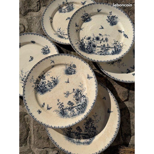 Tsarine Pattern Ironstone Dinner Plates by Digoin & Sarreguemines, 1890s, Set of 6 For Sale - Image 5 of 5