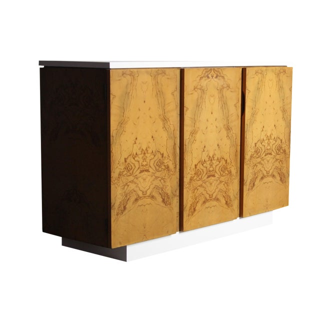 Milo Baughman Burl Wood 2-Tone Credenza Buffet For Sale