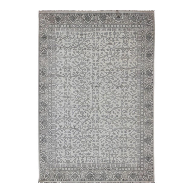 Hand-Knotted Khotan Rug by Keivan Woven Arts in Wool With All-Over Design in Neutrals For Sale