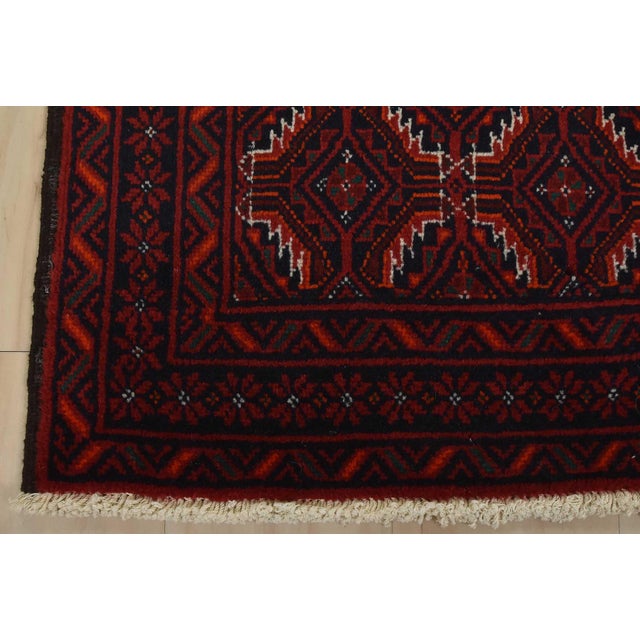 Baloch Rug 3’7” X 6’5” Blue Wool Vintage Tribal Hand-Knottted Carpet For Sale - Image 9 of 12