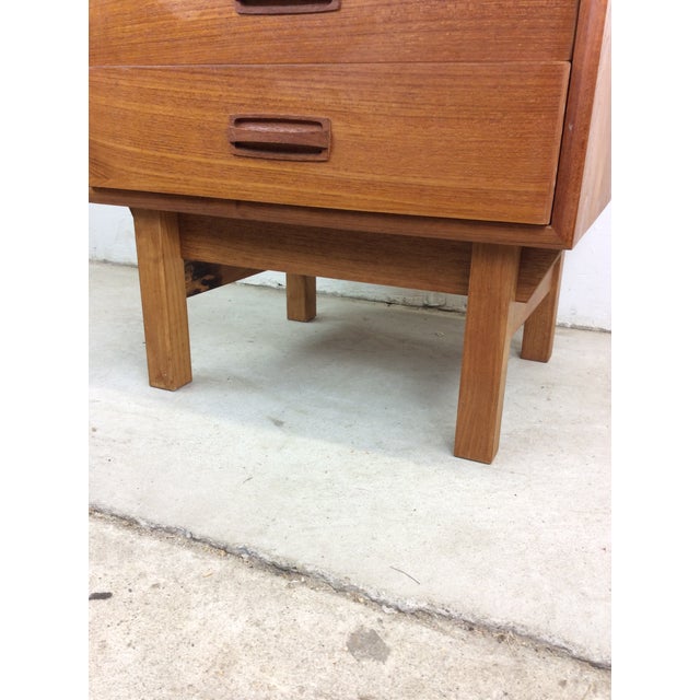 Wood Danish Modern Teak Two Drawer Nightstand For Sale - Image 7 of 12