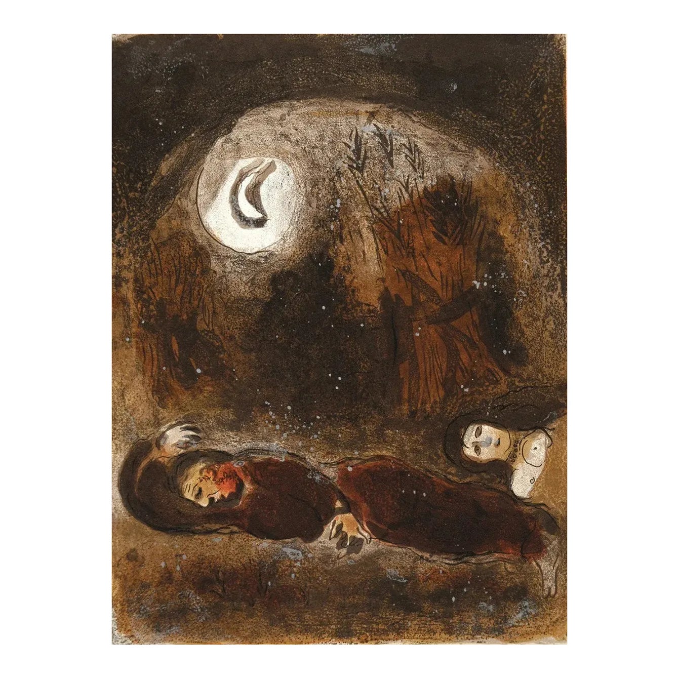 Chagall Lithograph Bible 1960 Ruth at the Feet of Boaz | Chairish