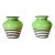 Green & White Glass Vase Duo | Art Deco For Sale