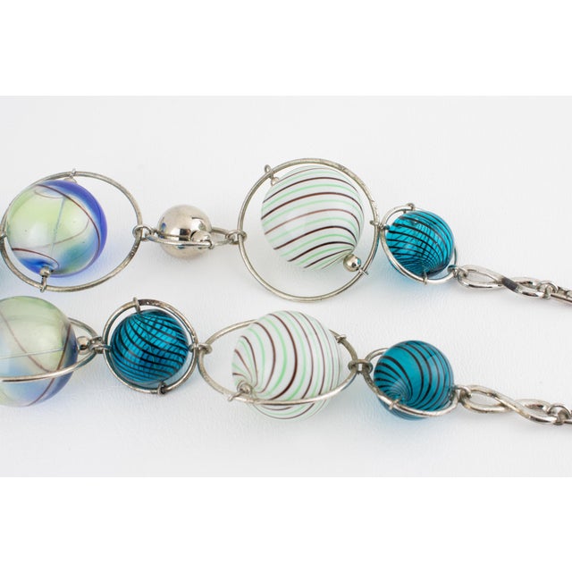 Appartement a Louer French Designer Extra Long Chrome and Murano Beads Necklace For Sale - Image 9 of 12