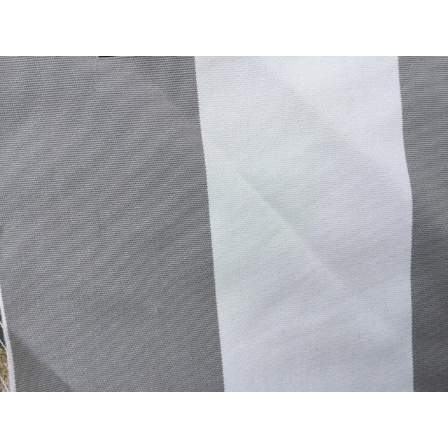 Minimalism Indoor Outdoor Sunbrella White and Grey Striped Fabric For Sale - Image 3 of 3