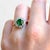 Art Deco Late 20th Century Mellerio Platinum Daisy Ring - 1ct Natural Emerald & Diamonds - Signed, Size 8.5 For Sale - Image 3 of 10
