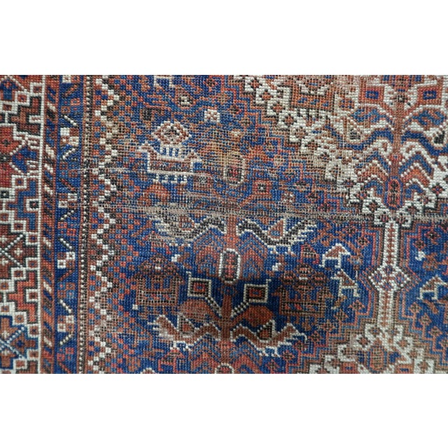 1880s, Antique Persian Khamseh Handmade Rug 3.6' X 4.8' For Sale - Image 4 of 13