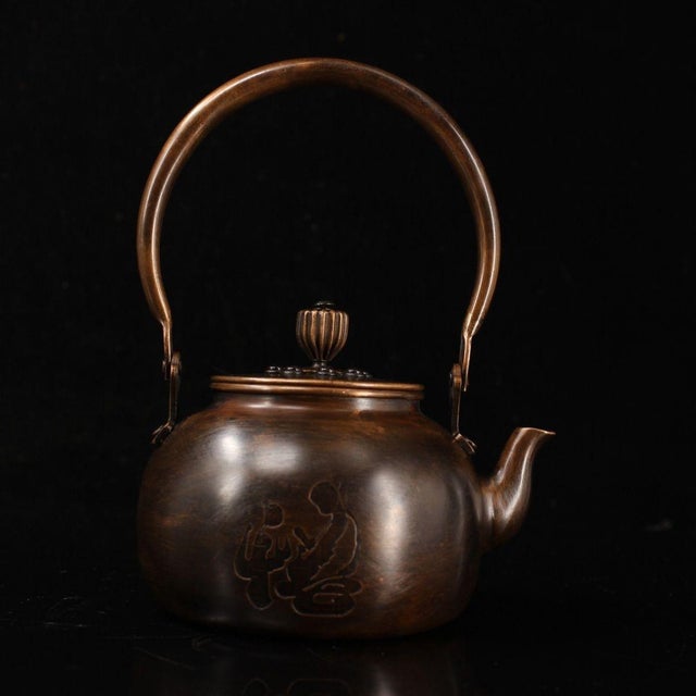 Late 19th Century Copper Teapot With Gemstone Inlays, 544g For Sale In Los Angeles - Image 6 of 9