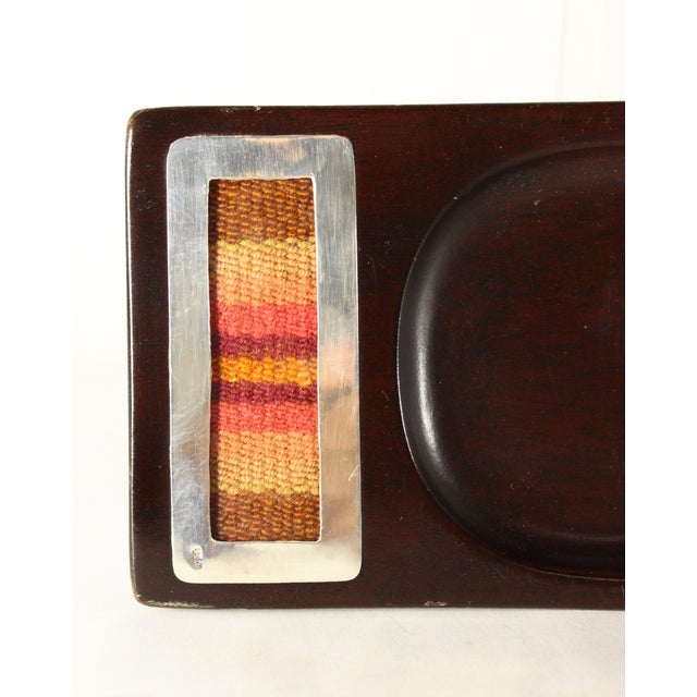 Mid 20th Century Mid-Century Peruvian Tray, Cumaru Wood, Sterling Silver & Inka Textile For Sale - Image 5 of 18