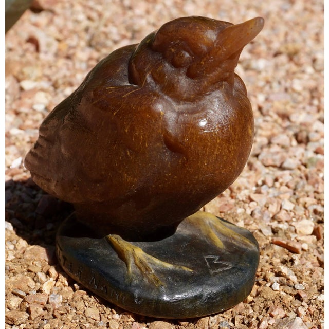 Brown Amalric Walter Henri Berge Pate De Verre Brown Bird Paperweight For Sale - Image 8 of 10