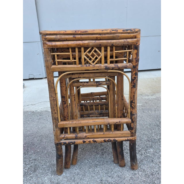 Art Nouveau Bamboo Stacking Tables, Italy, 1920s, Set of 3 For Sale - Image 4 of 17