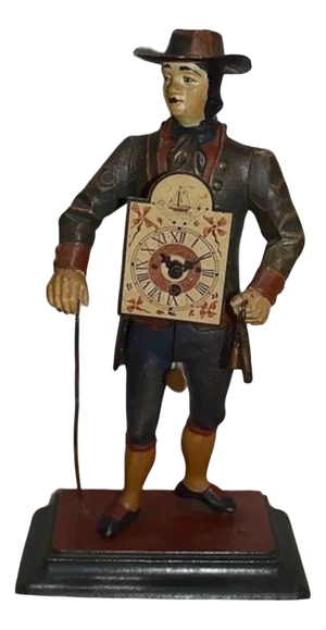 Early 20th Century Pendulum on Painted Metal Statuette, 1950s
