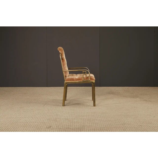 Greek Key Brass & Velvet Dining Chairs by Mastercraft, C. 1970 Italy, Set of 6 For Sale - Image 10 of 18