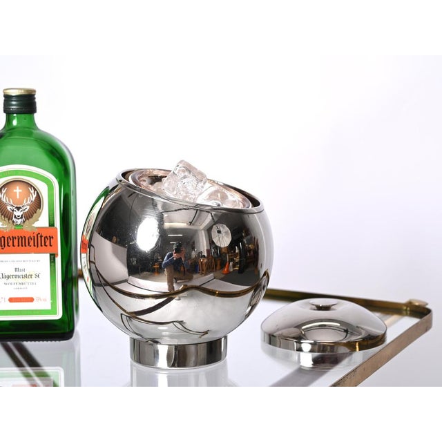 Italian Round Ice Bucket in Chrome by Aldo Tura, Italy, 1970s For Sale - Image 9 of 15