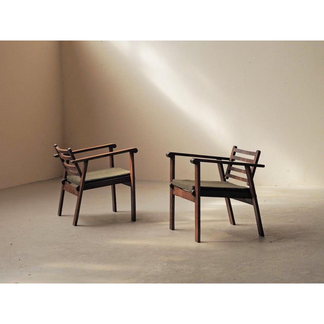French Modernist Reconstruction Oak Armchairs, 1940s, Set of 2 For Sale - Image 16 of 16