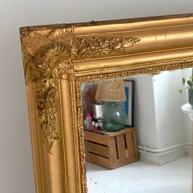 Mercury Mirror in Wood and Gilded Stucco, 19th Century For Sale - Image 4 of 13