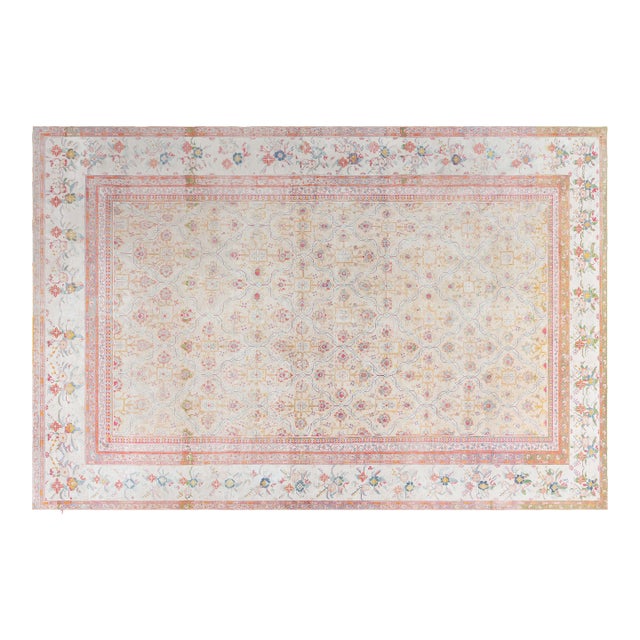 Early 20th Century Cotton Agra Rug For Sale