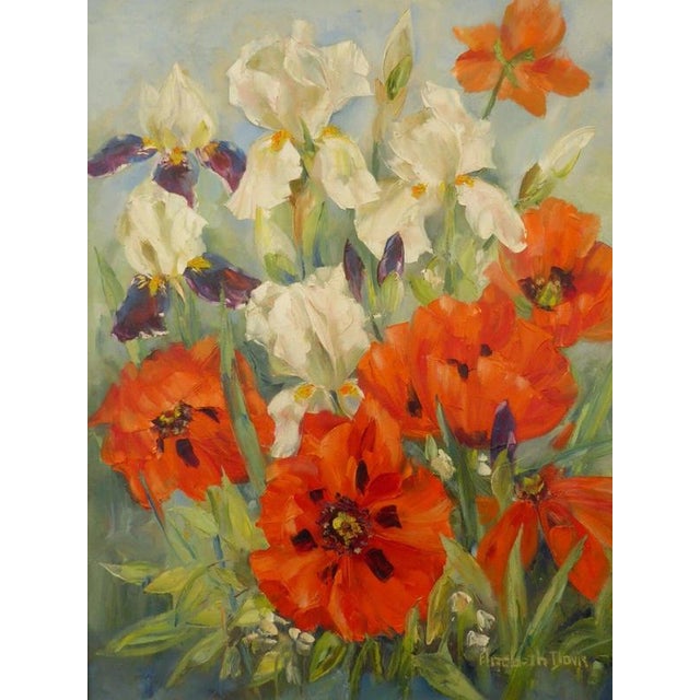 Elizabeth Davies, Still Life with Flowers, 1980, Oil on Canvas For Sale - Image 15 of 17