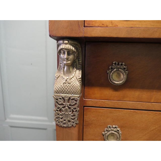 1950s Tall Empire Neo-Classical French Walnut Chest of Drawers, 1950 For Sale - Image 5 of 8
