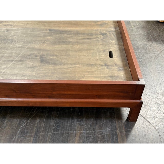 Brown Queen Size Bespoke Ming Platform Bed Frame For Sale - Image 8 of 12