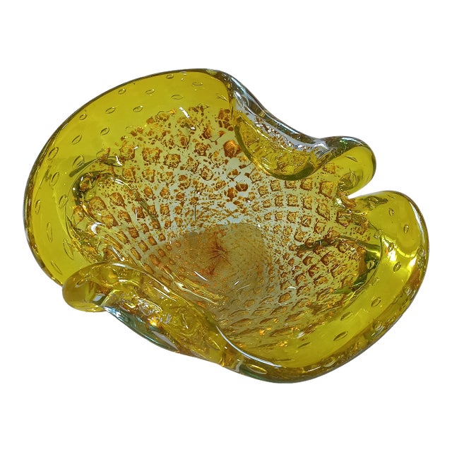 Mid-Century Murano-Attributed Yellow Glass Ashtray For Sale
