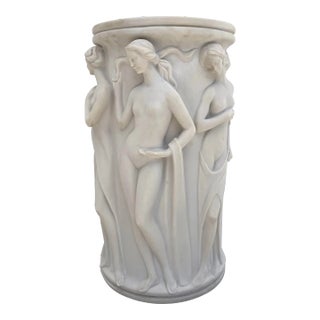 Greek Renaissance Aphrodite Cast Plaster Alabaster Umbrella Stand Planter For Sale