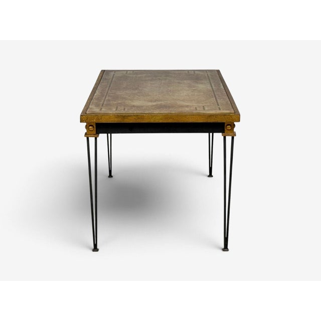 Jacques Quinet Style, Coffee Table, Gold Églomisé Glass, Iron, France, 1960s For Sale - Image 11 of 16