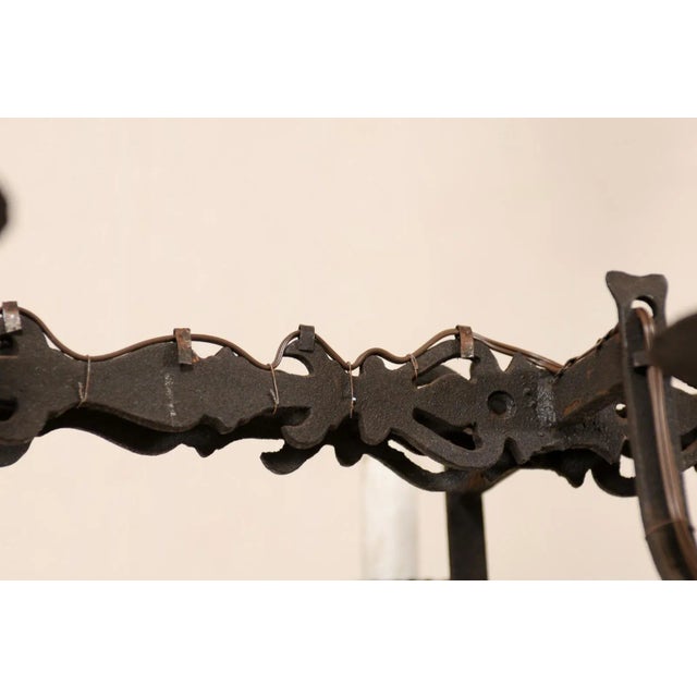 Mid 20th Century French 6-Light Iron Chandelier For Sale - Image 10 of 11