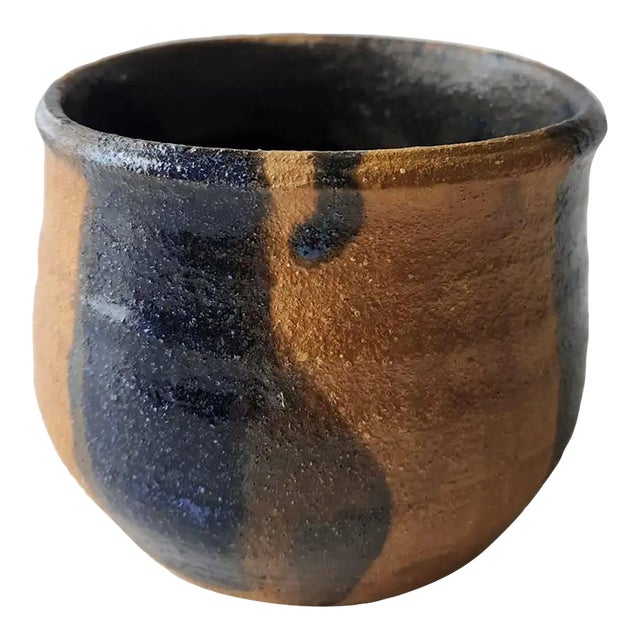 1982 Studio Art Pottery Blue Terracotta Vase California For Sale