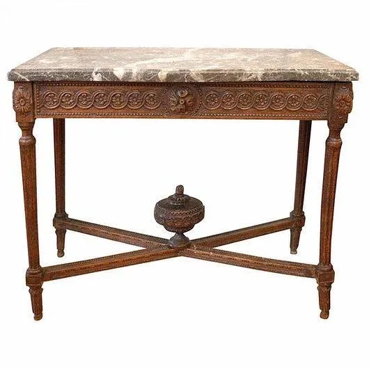 Brown Late 18th Century Louis XVI Marble Top Console Table For Sale - Image 8 of 8