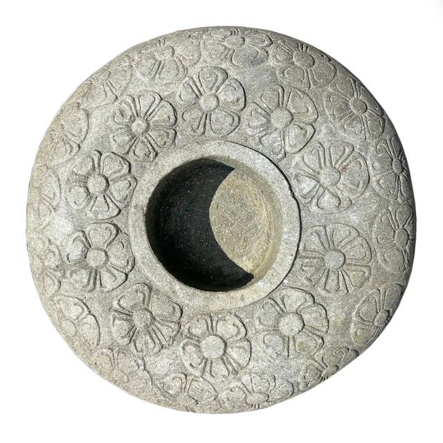 Boho Chic Vintage Java Stone Flower Pot For Sale - Image 3 of 7