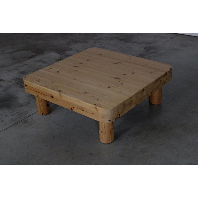 Square Pine Coffee Table, France, 1970s For Sale - Image 4 of 5