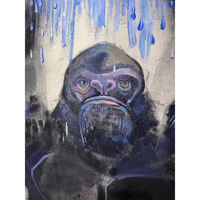 Figurative Circus Gorilla Cooling Off on Unstretched Canvas Joni Wildman Oil Painting For Sale - Image 3 of 16