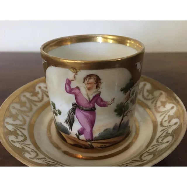 Gold 1810 Antique French Empire Porcelain Coffee Cup & Saucer by Marc Schoelcher - 2 Pieces For Sale - Image 8 of 13