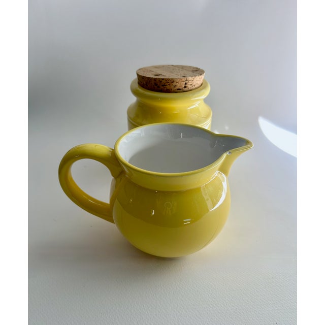 Mid 20th Century Savoir Vivre Yellow Ceramic Sugar & Creamer Set, 1980's For Sale - Image 5 of 18