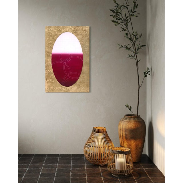 Contemporary Rebecca Koury "Tapestry of Soul" Burgundy Blush Gold Contemporary Abstract Painting, Acrylic and Mixed Media on Canvas, Carmel California Art For Sale - Image 3 of 4