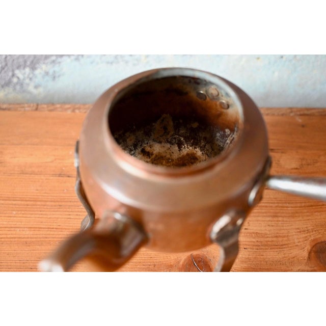 Antique 18th Century Hammered Copper Teapot on Wrought Iron Tripod For Sale - Image 9 of 10