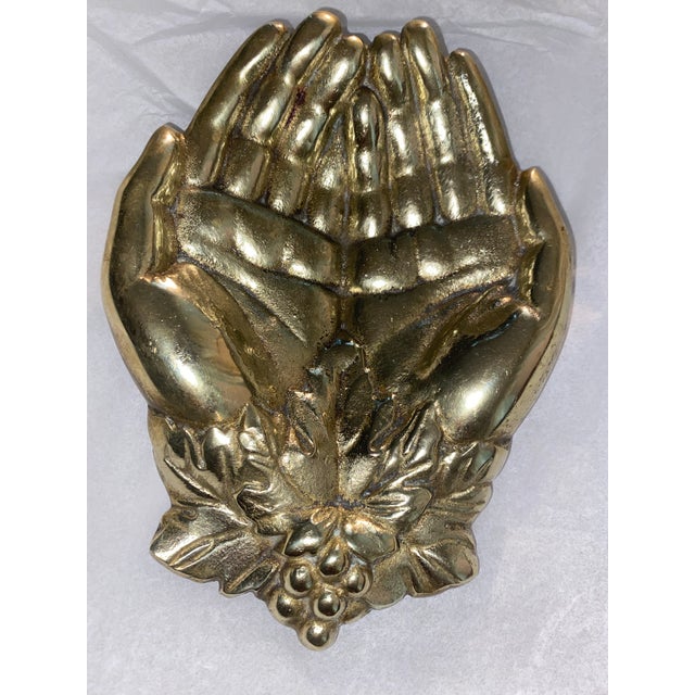 Mid-Century Modern Vintage Bronze Decorative Piece Featuring Cupped Hands. For Sale - Image 3 of 8