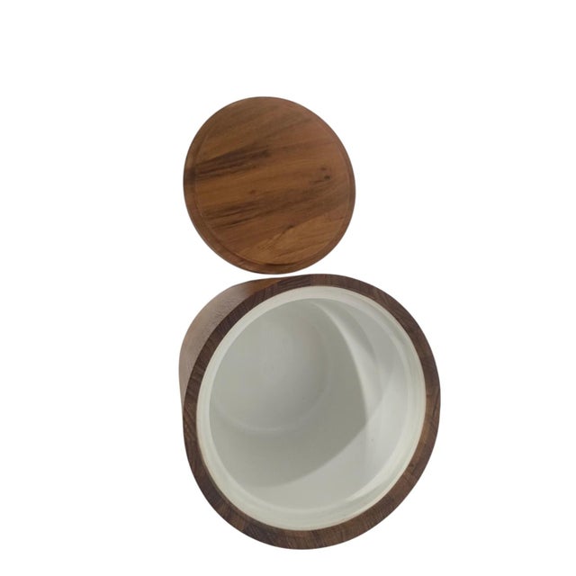 Mid-Century Modern Vintage Mid-Century Modern Teak Wood Ice Bucket With Lid For Sale - Image 3 of 6