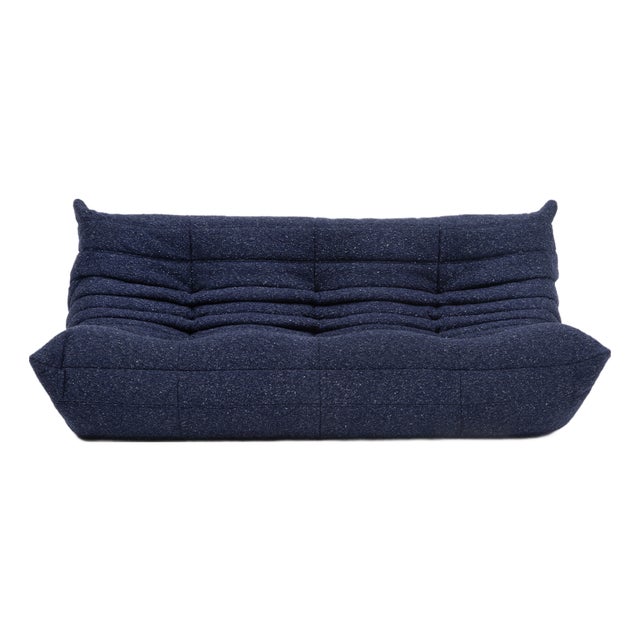Togo Three-Seater Sofa in Dark Blue Boucle by Michel Ducaroy for Ligne Roset For Sale