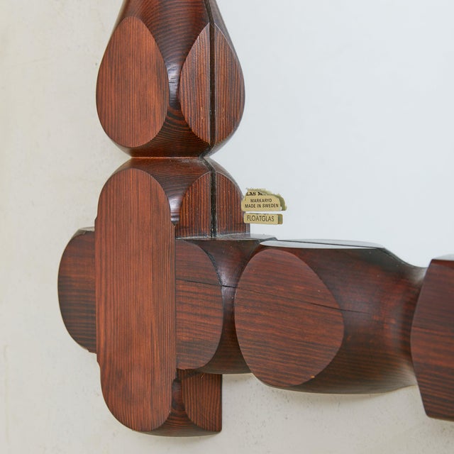 Swedish Pine Wall Mirror by Glas Mäster Markaryd No .02, 1970s For Sale - Image 9 of 18