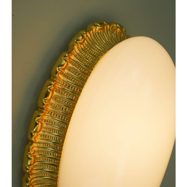 Gold Vintage Glass Sconce with 234 Opaline Glass and Gilt Aluminum from Glashütte Limburg, 1970s For Sale - Image 8 of 16