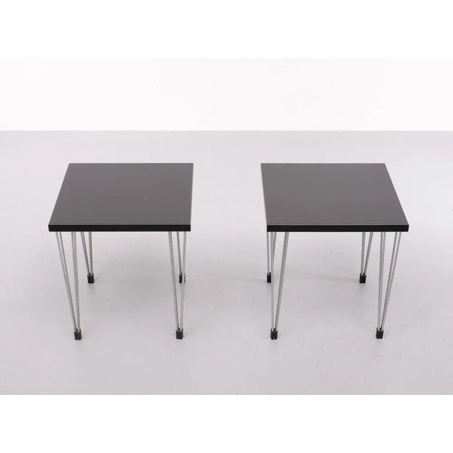 Scandinavian Hairpin Legs Side Tables, 1970s, Set of 2 For Sale - Image 10 of 11