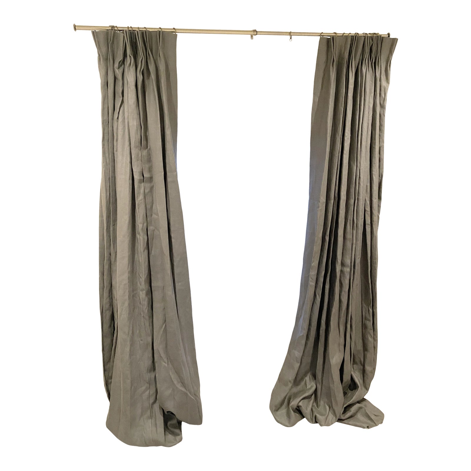Restoration Hardware Heavyweight Linen Grey Curtains - a Pair | Chairish