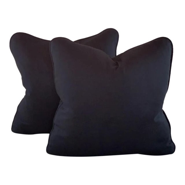 P. Kaufmann Waverly Black Solid Cotton Pillow Covers- a Pair For Sale
