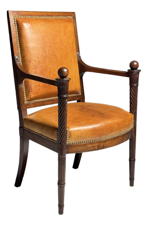 French Armchair in Leather, 19th Century