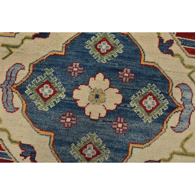 Kazak Rug 10’1” X 13’6” Blue Wool Tribal Hand-Knotted Oriental Carpet For Sale - Image 9 of 15