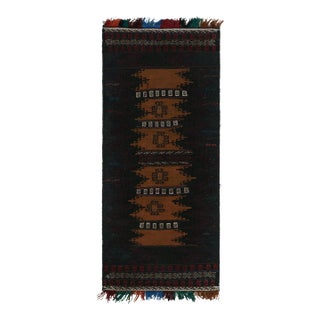 Vintage Afghan Tribal Kilim in Brown With Geometric Patterns, From Rug & Kilim For Sale